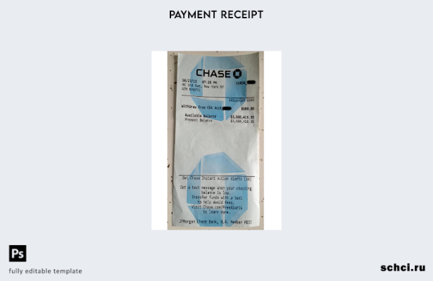 скачать цифровой шаблон квитанции об оплате банка USA Chase
